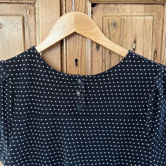 Maeve Small Dress Black White Polka Dot Anthropologie Short Sleeve Button - Picture 8 of 12